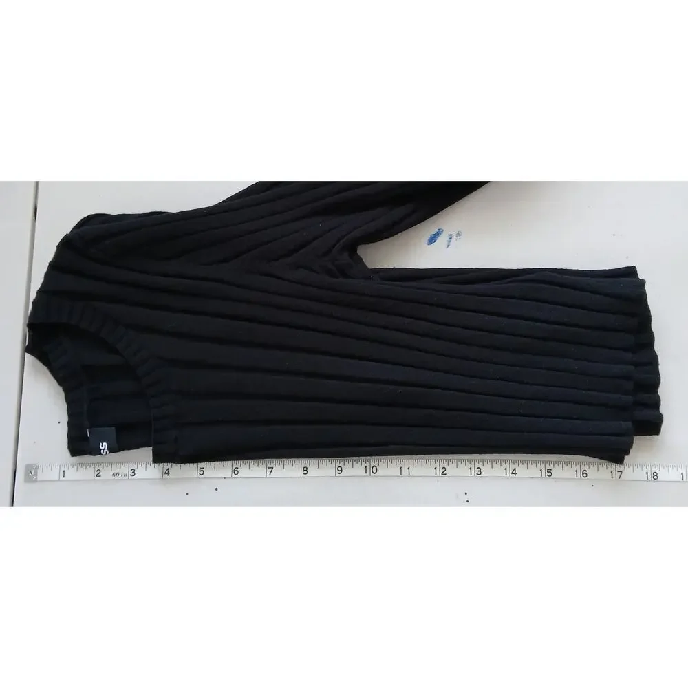 Express Black Stretch Ribbed Crop Crew Neck Sweater Womens LG Goth Academia - Picture 8 of 9